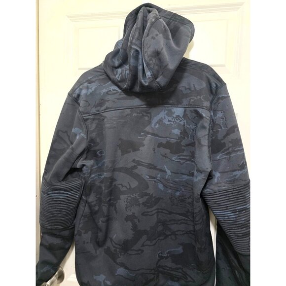 Under Armour Men's Black Camo Pullover Hoodie Ribbed Sleeves & Kangaroo Pocket S - Picture 4 of 11